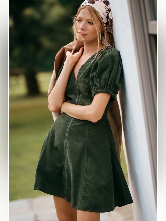 Anthropologie Dresses & Skirts - Anthropologie The Calder Puff-Sleeve Corduroy Mini Dress